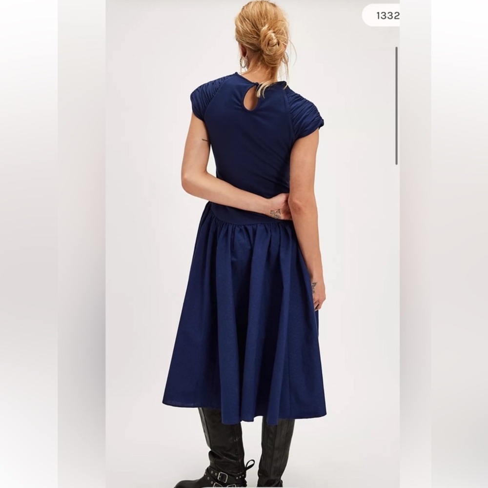 NWOT Free People Afternoon Elegance Midi Dress in Indigo Pura Size Med $148 MSRP - Picture 4 of 9